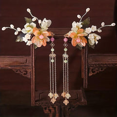 Chinese Style Flower Hair Clip With Pendant Bridal Wedding Hair Accessories