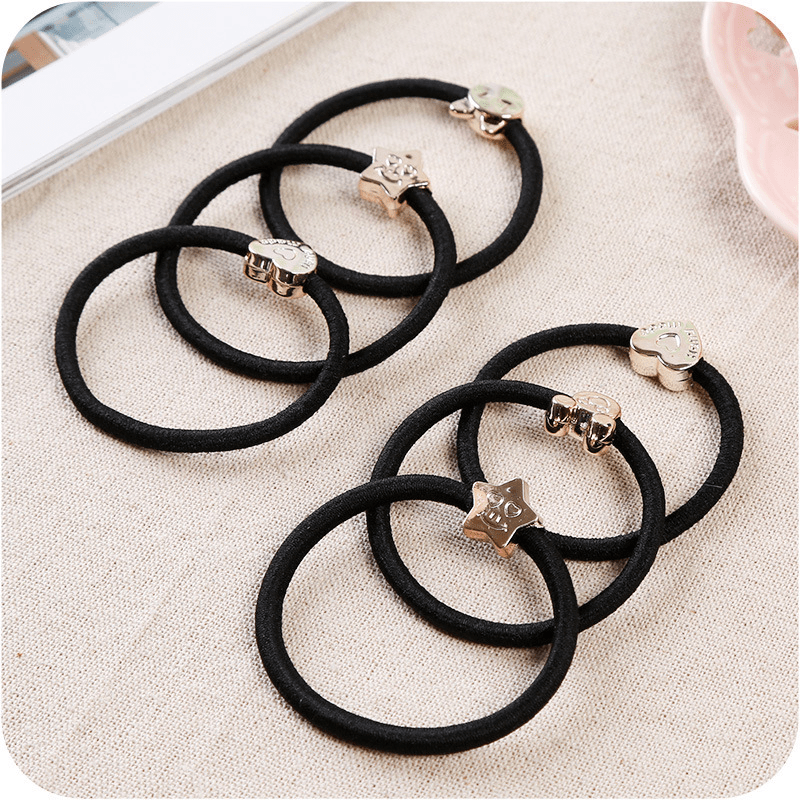 30pcs Cartoon Beads Ponytail Holder Rubber Band Elastic Hair Accessories