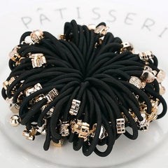 30pcs Cartoon Beads Ponytail Holder Rubber Band Elastic Hair Accessories