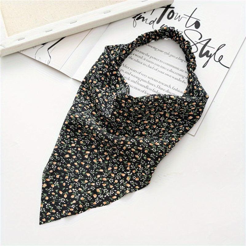 Women's Triangle Towel Elastic Hairband Floral Head Scarf Hair Band Boho Style