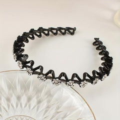 Rhinestone Headband Wavy Hair Band Nonslip Headdress Women Girls Hair Accessorie