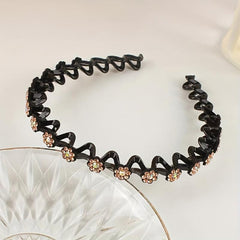 Rhinestone Headband Wavy Hair Band Nonslip Headdress Women Girls Hair Accessorie