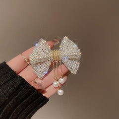 Pearl Rhinestone Hair Barrettes Tassel Spring Clip Hairpin Hair Accessories