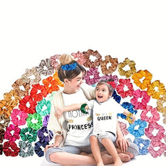 60pcs Satin Silky Hair Scrunchies For Women Girls - Hair Accessories Gift