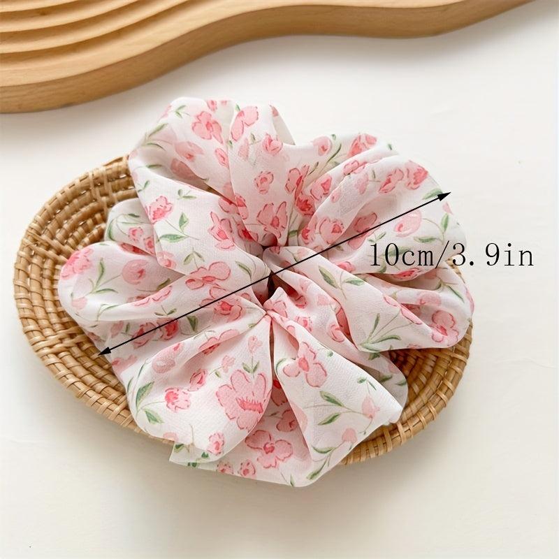 3pcs Large Floral Hair Scrunchies Violet Fabric Headdress Hair Rope