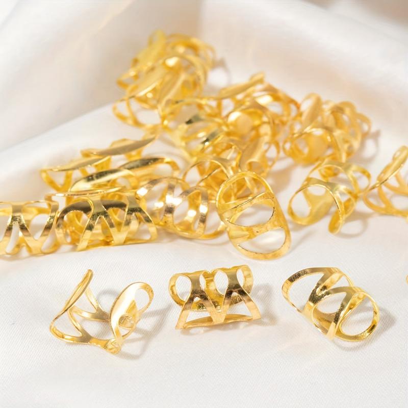26pcs Hollowed Metal Hair Ring Braiding Hair Accessories For Curly Hair