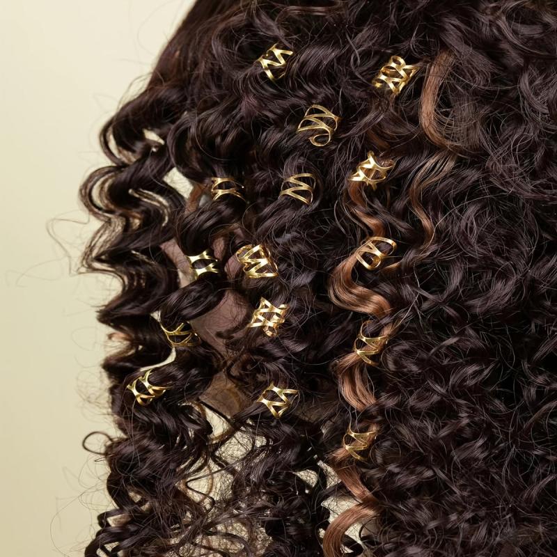 26pcs Hollowed Metal Hair Ring Braiding Hair Accessories For Curly Hair