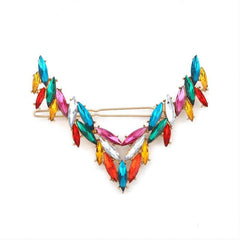 Vintage Rhinestone V Barrette Hair Clip for Women Girls