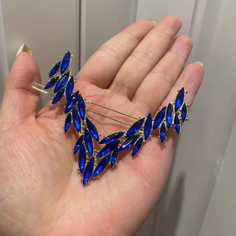 Vintage Rhinestone V Barrette Hair Clip for Women Girls