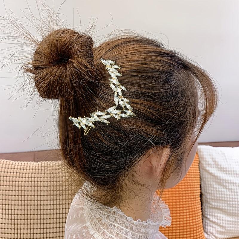 Vintage Rhinestone V Barrette Hair Clip for Women Girls