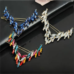 Vintage Rhinestone V Barrette Hair Clip for Women Girls