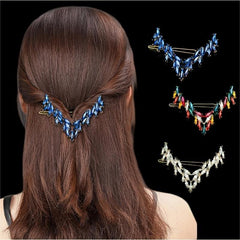 Vintage Rhinestone V Barrette Hair Clip for Women Girls