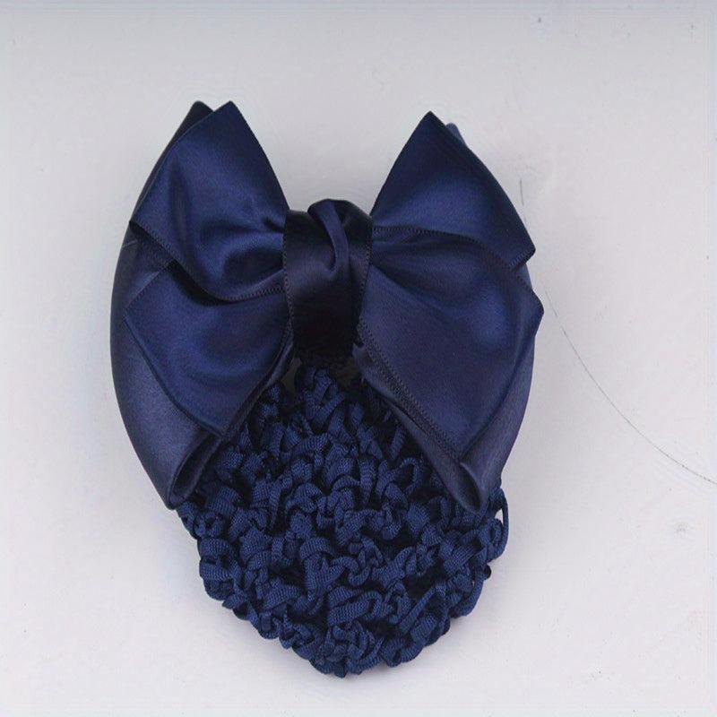 Bowknot Snood Net Barrette Hair Clip Bun Cover Hairnet Lace Bow Decor