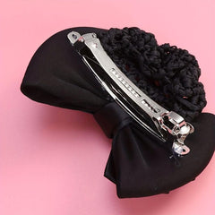 Bowknot Snood Net Barrette Hair Clip Bun Cover Hairnet Lace Bow Decor