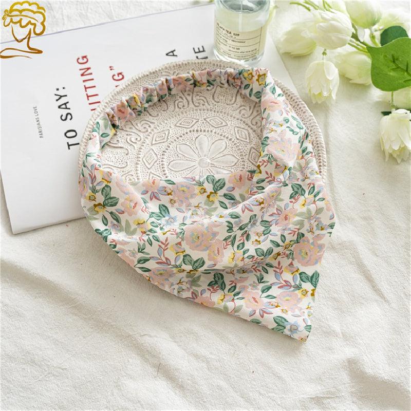 Floral Headband Elastic Hair Band Triangle Scarf