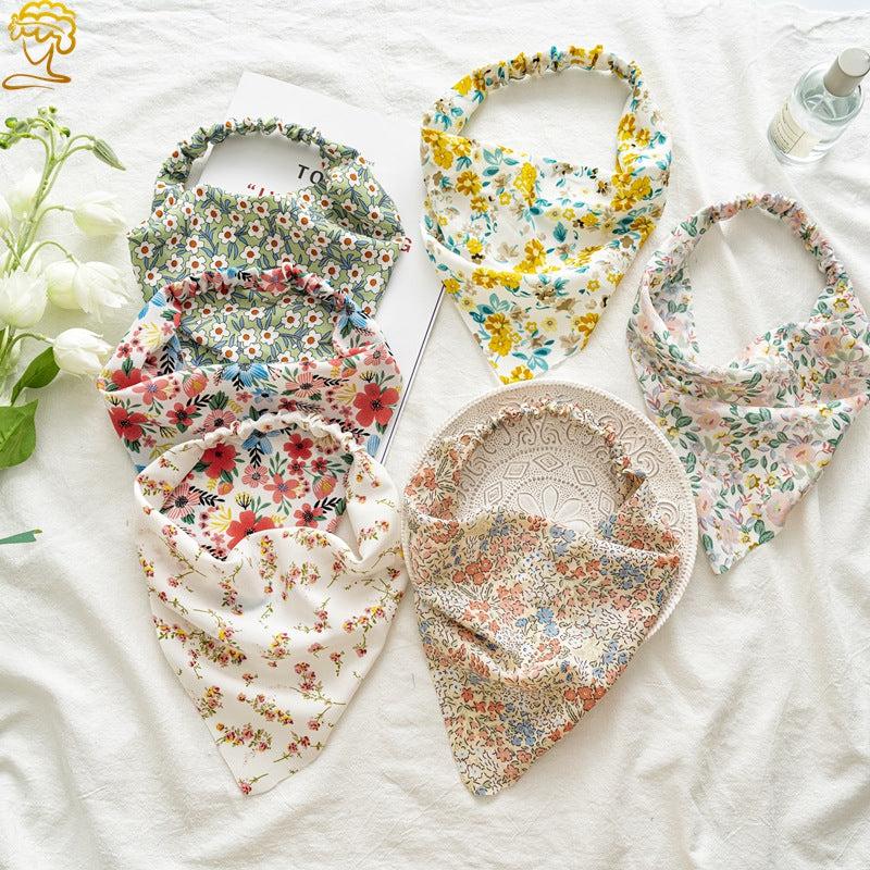 Floral Headband Elastic Hair Band Triangle Scarf