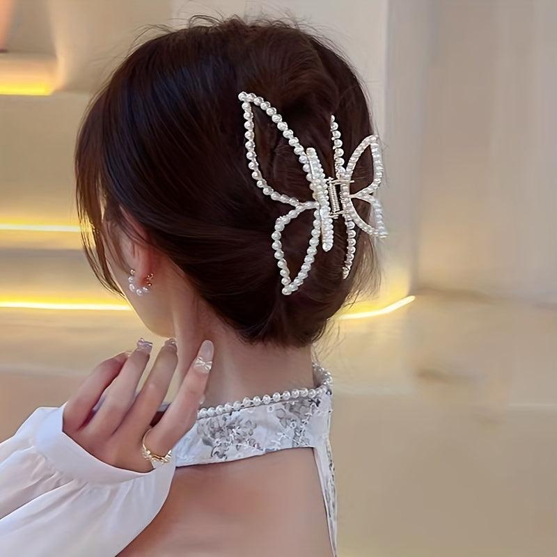 Rhinestone Pearl Butterfly Hair Clip Butterfly Claw Clip Bow Hair Clips