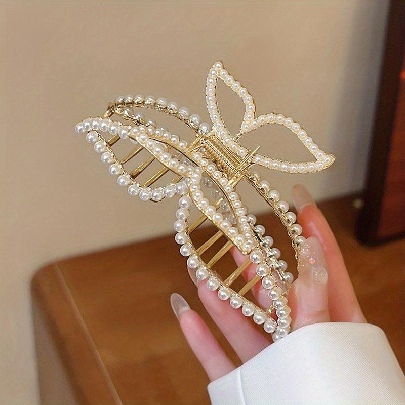 Rhinestone Pearl Butterfly Hair Clip Butterfly Claw Clip Bow Hair Clips