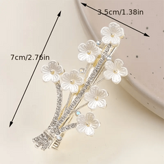 Sparkly Faux Pearl Flower Hair Clip Duck Billed Style