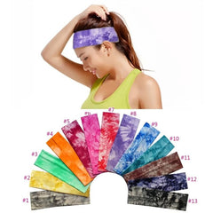 Tie dye Headband Women Sports Fitness Yoga Elastic Daily Headwear