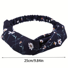 Women's Cross Knotted Retro Flower Headband Hair Accessory