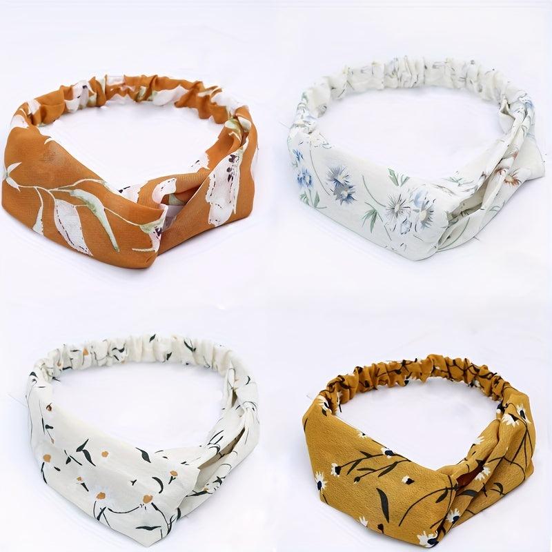Women's Cross Knotted Retro Flower Headband Hair Accessory
