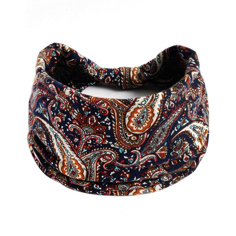 Elastic Flower Print Headband for Women Wide Brim Sports Sweatband