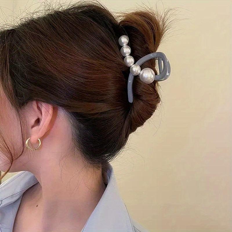 Faux Pearl Hair Claw Stylish Shark Claw Hair Accessory