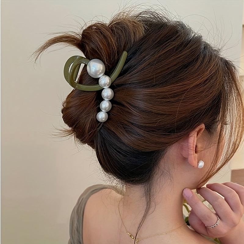 Faux Pearl Hair Claw Stylish Shark Claw Hair Accessory