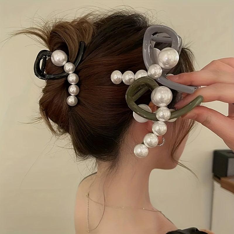 Faux Pearl Hair Claw Stylish Shark Claw Hair Accessory