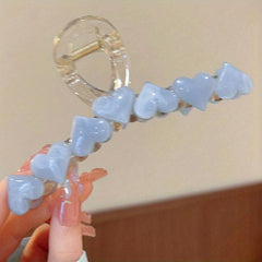 Jelly Heart Decor Hair Claw Clip - Nonslip Ponytail Holder