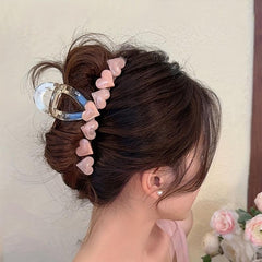 Jelly Heart Decor Hair Claw Clip - Nonslip Ponytail Holder