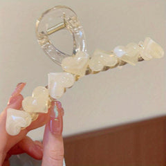 Jelly Heart Decor Hair Claw Clip - Nonslip Ponytail Holder