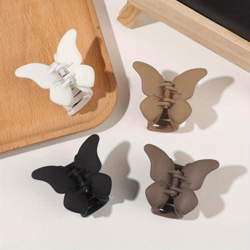 4pcs Frosted Hair Claw Butterfly Shaped Small Rectangle Hair Claw