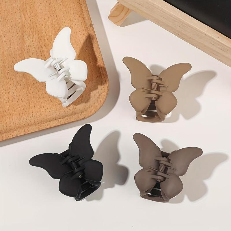 4pcs Frosted Hair Claw Butterfly Shaped Small Rectangle Hair Claw