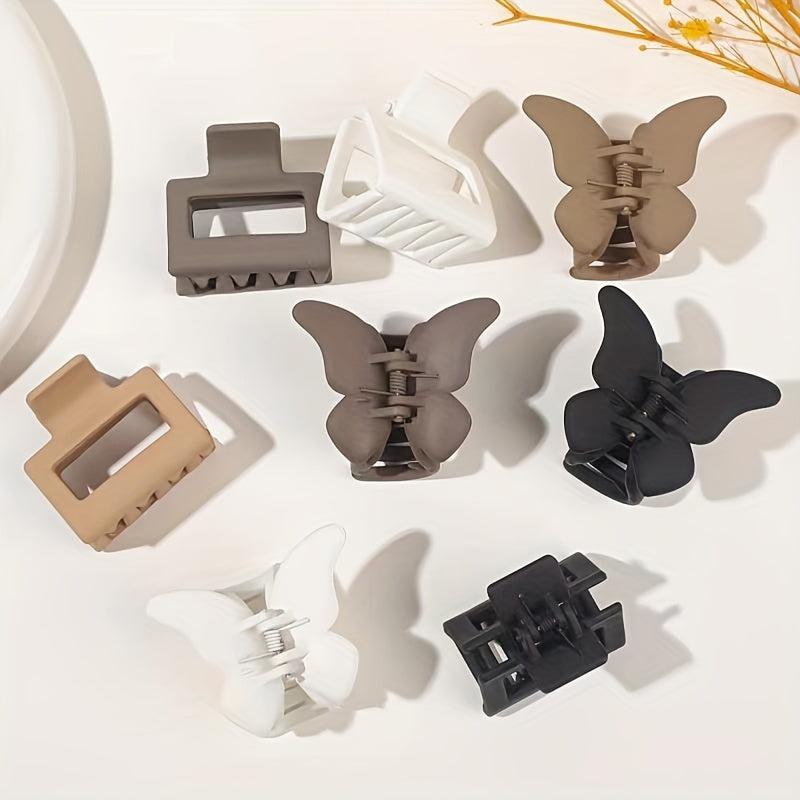 4pcs Frosted Hair Claw Butterfly Shaped Small Rectangle Hair Claw