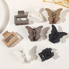 4pcs Frosted Hair Claw Butterfly Shaped Small Rectangle Hair Claw