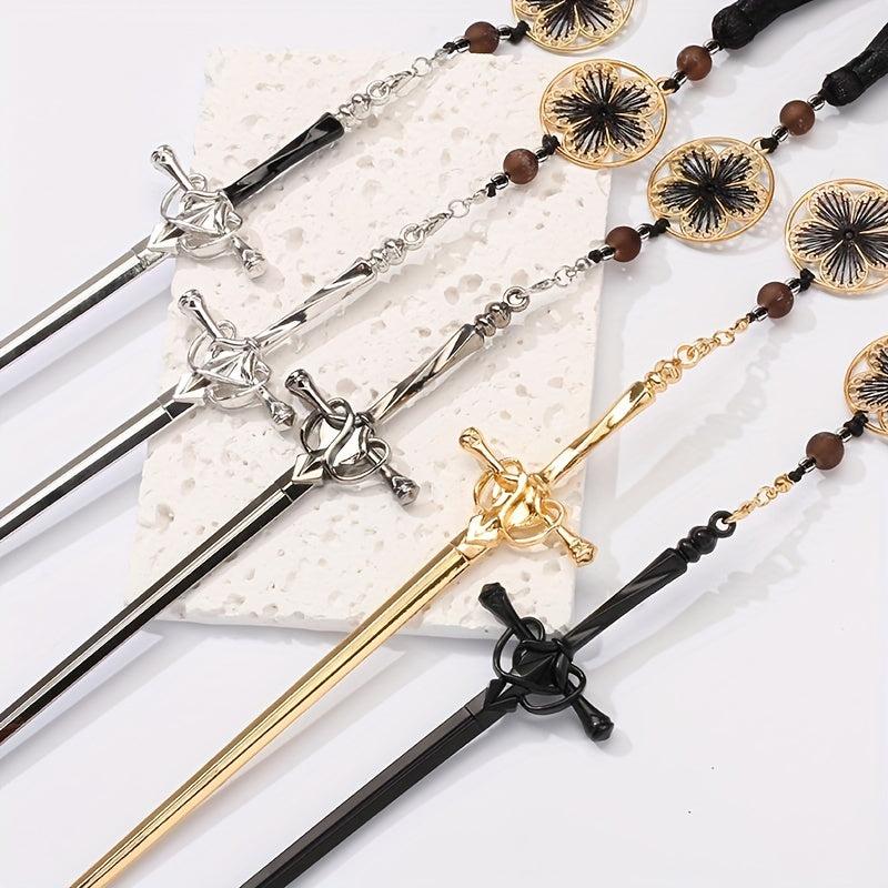Ancient Sword Shape Hairpin Vintage Hair Stick Tassel Hair Accessories