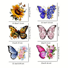 6pcs Butterfly Pattern Iron on Stickers for T shirt Backpack Pillow
