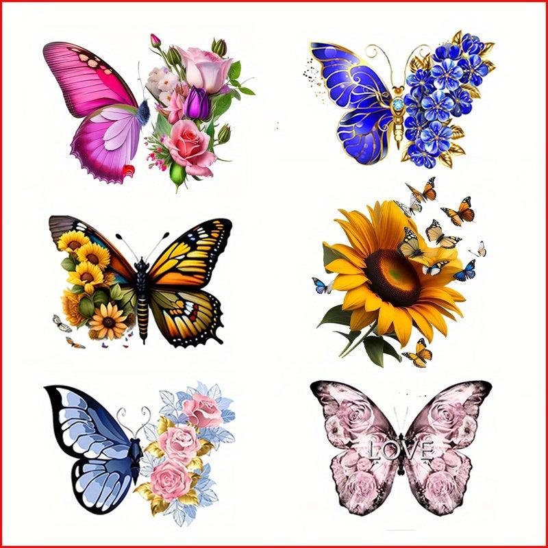 6pcs Butterfly Pattern Iron on Stickers for T shirt Backpack Pillow