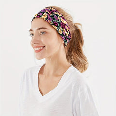 Flower Wide Headbands Elastic Bandana Non Slip for Women