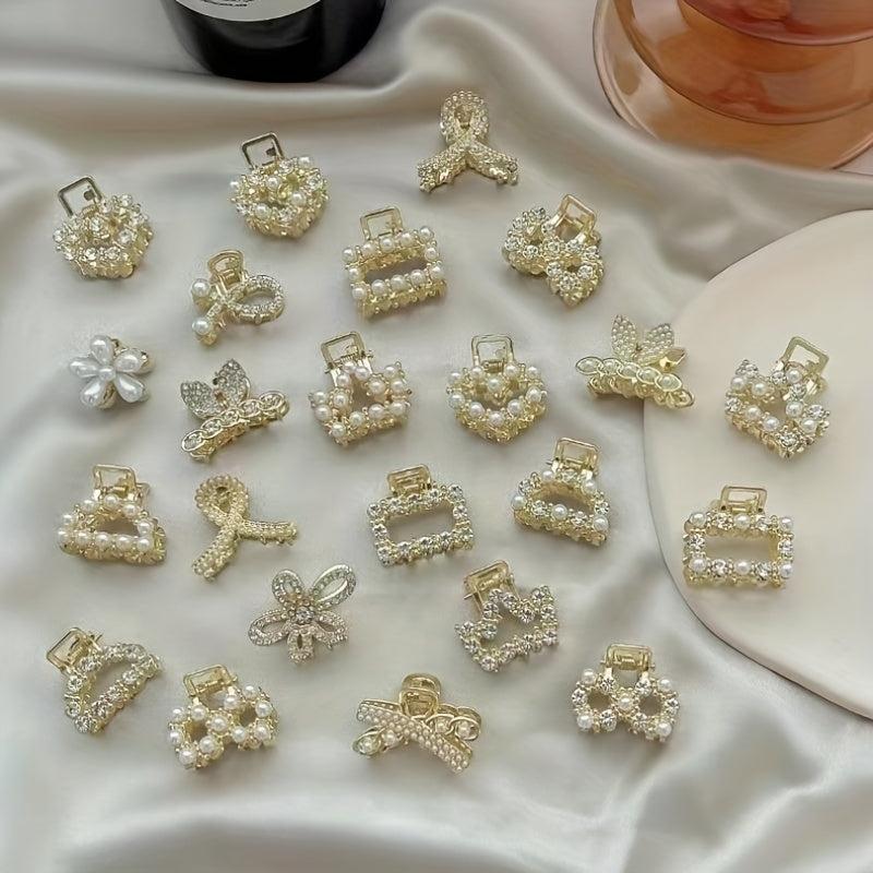 Small Hair Claw Rhinestone Clip, Multiple Pattern Grab