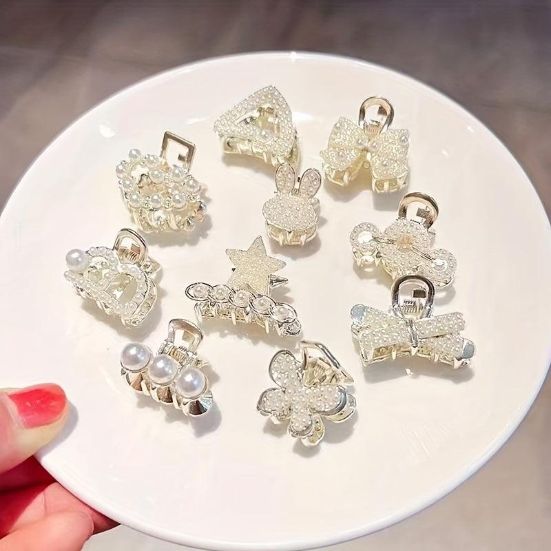Small Hair Claw Rhinestone Clip, Multiple Pattern Grab