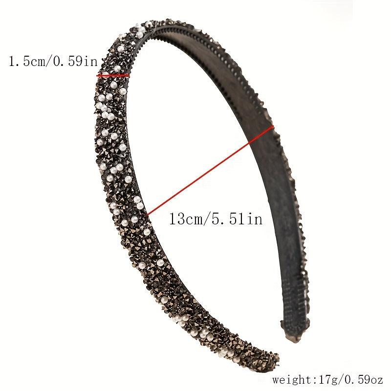 Rhinestone Pearl Headband Glitter Hair Band Women