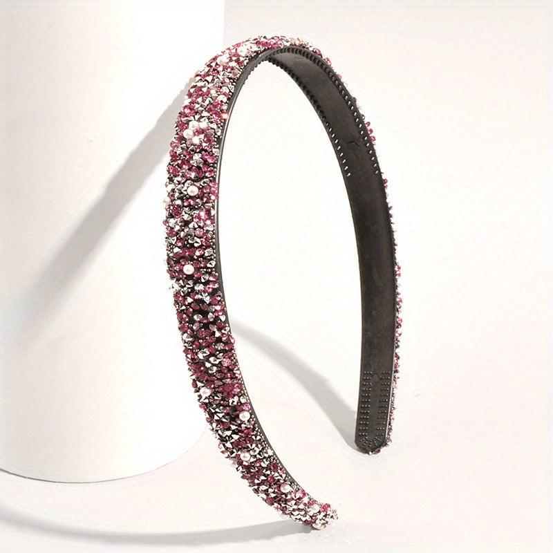 Rhinestone Pearl Headband Glitter Hair Band Women