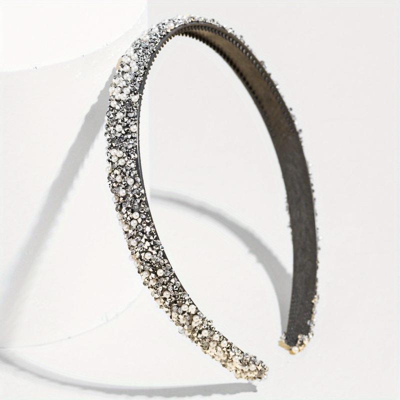 Rhinestone Pearl Headband Glitter Hair Band Women