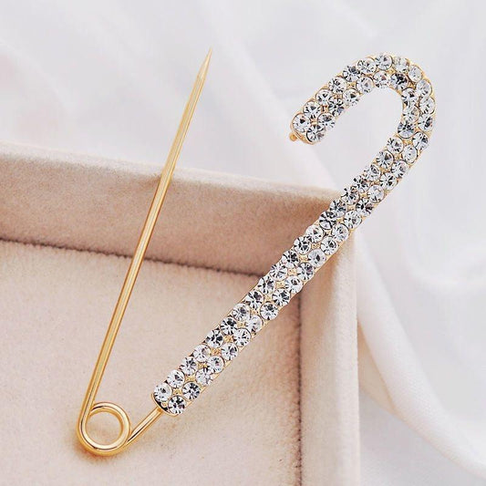 Rhinestone Brooches Pins Corsage Scarf Clips Safety Pin Vintage Decoration