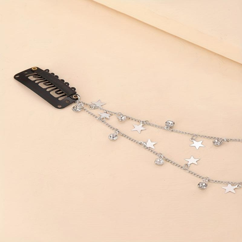 Braided Hair Chain Headdress Ponytail Star Charm Hair Accessories