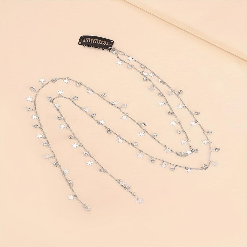 Braided Hair Chain Headdress Ponytail Star Charm Hair Accessories
