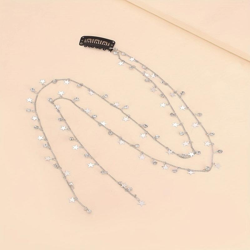 Braided Hair Chain Headdress Ponytail Star Charm Hair Accessories